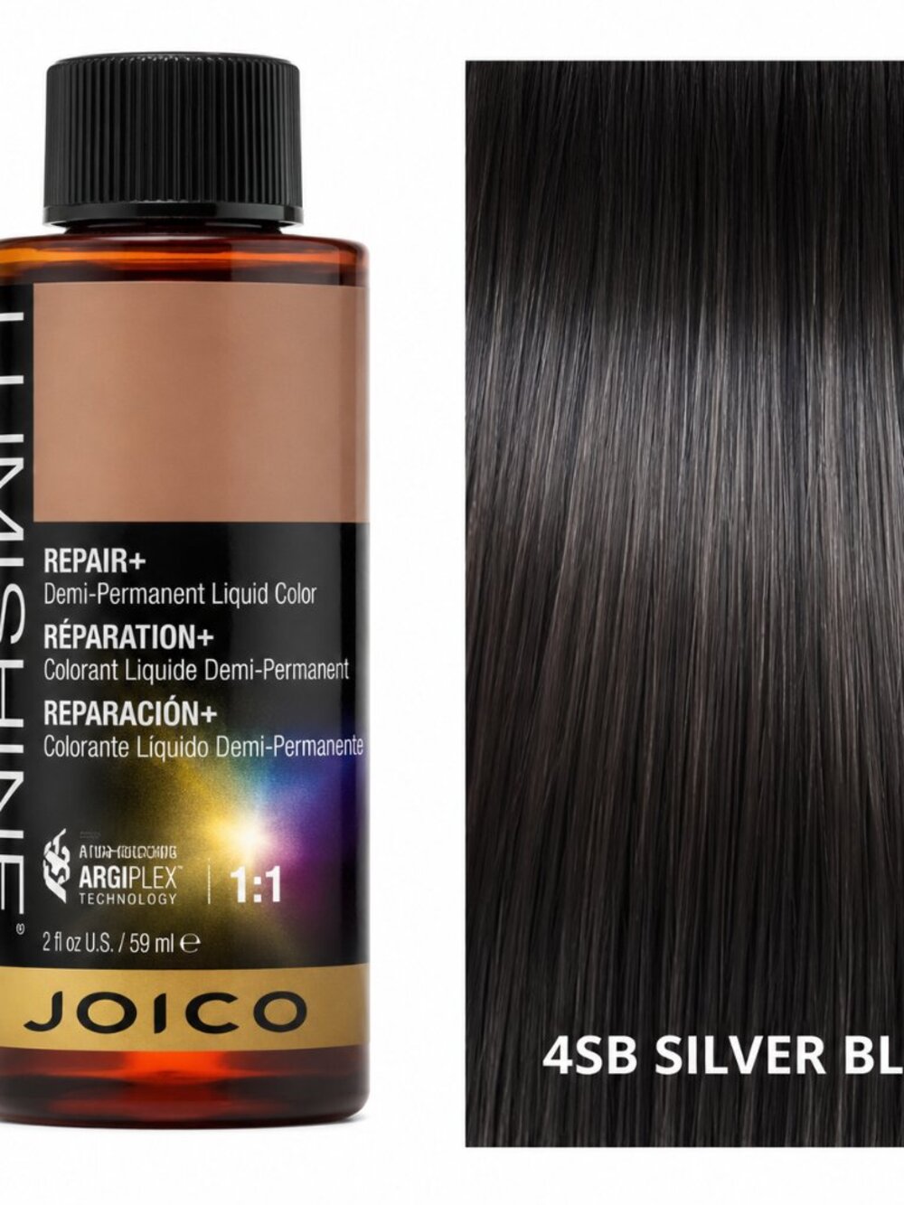 Joico LumiShine Demi-Permanent Liquid Color 4SB Silver Blue Medium Brown – 2 oz